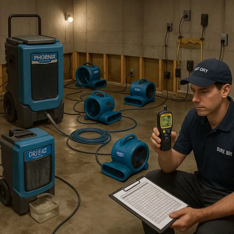 Structural Drying and Dehumidification process in Ladera Heights, CA